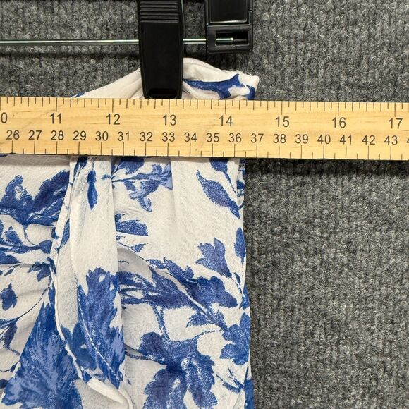 Free People Skirt Womens 6 White Blue Floral Ruffle Fairycore Romantic Angelcore - Picture 11 of 11
